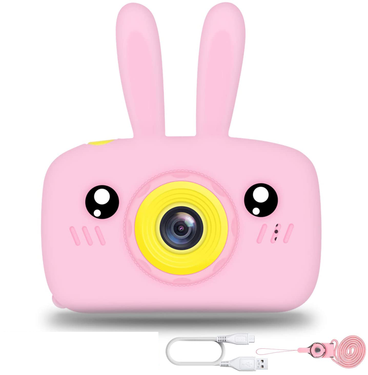 HD 1080P Digital Camera with Video Recorder Camcorder and Games TOYS (Pink Rabbit)
